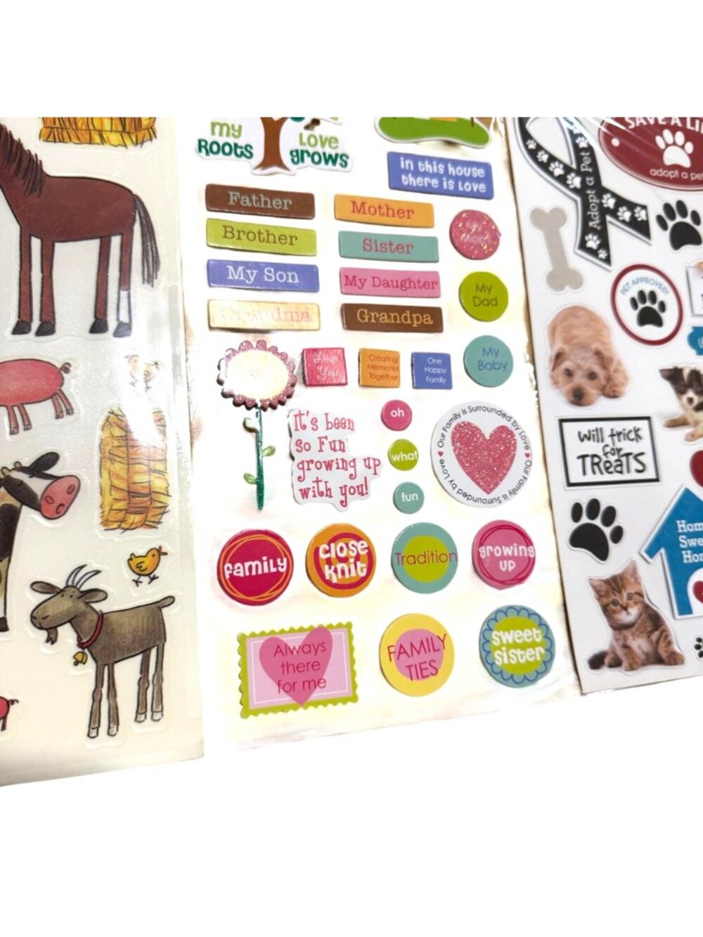 Mambi Sticks Sticker Set Farm Animals Family Dogs Adopt a Pet 3D Scrapbooking - Picture 5 of 5